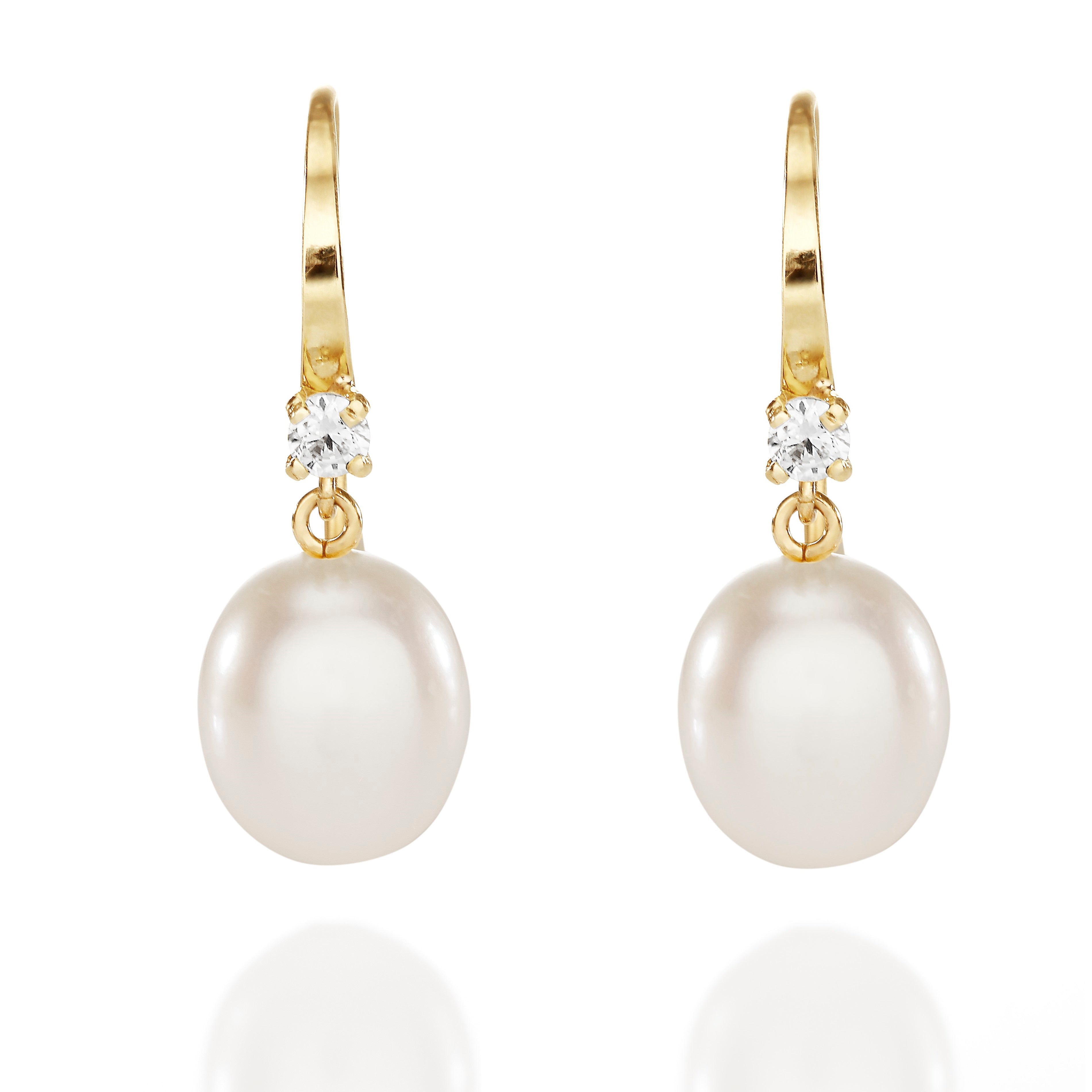 9ct gold freshwater pearl & stone set drops