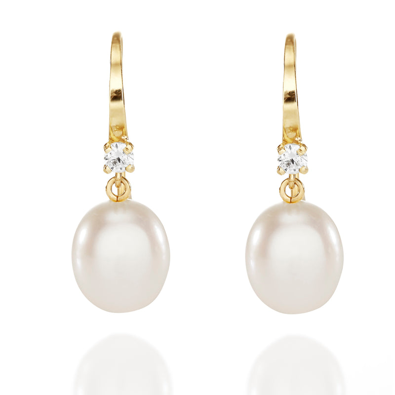 9ct Gold Freshwater Pearl & Stone Set Drops