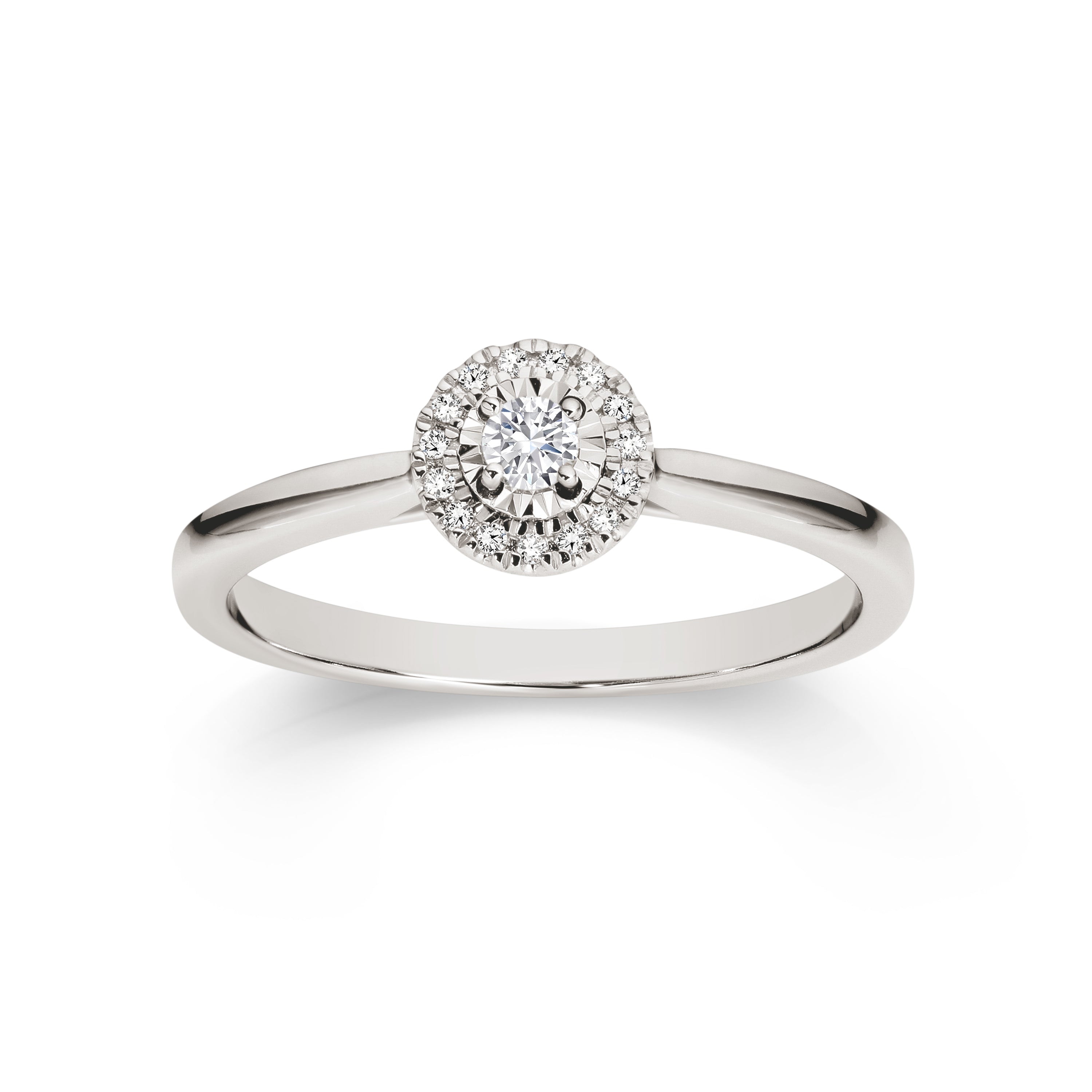 9ct 0.11ct diamond halo ring