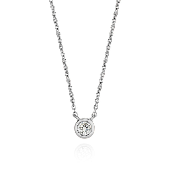 9ct white gold 0.07ct floating diamond pendant with 9ct chain