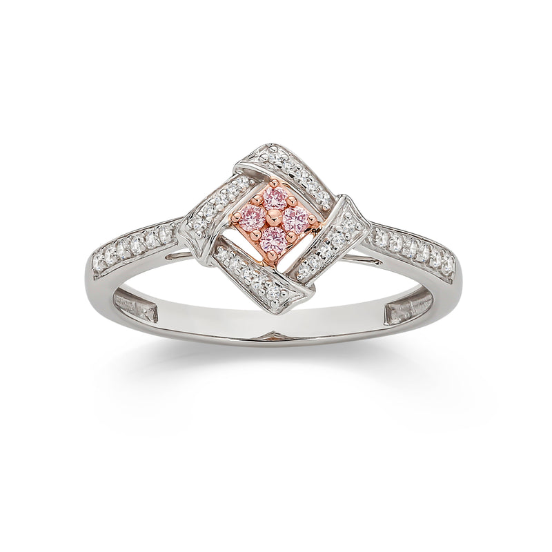 9ct White Gold 0.20ct Natural Australian Pink Diamond Ring