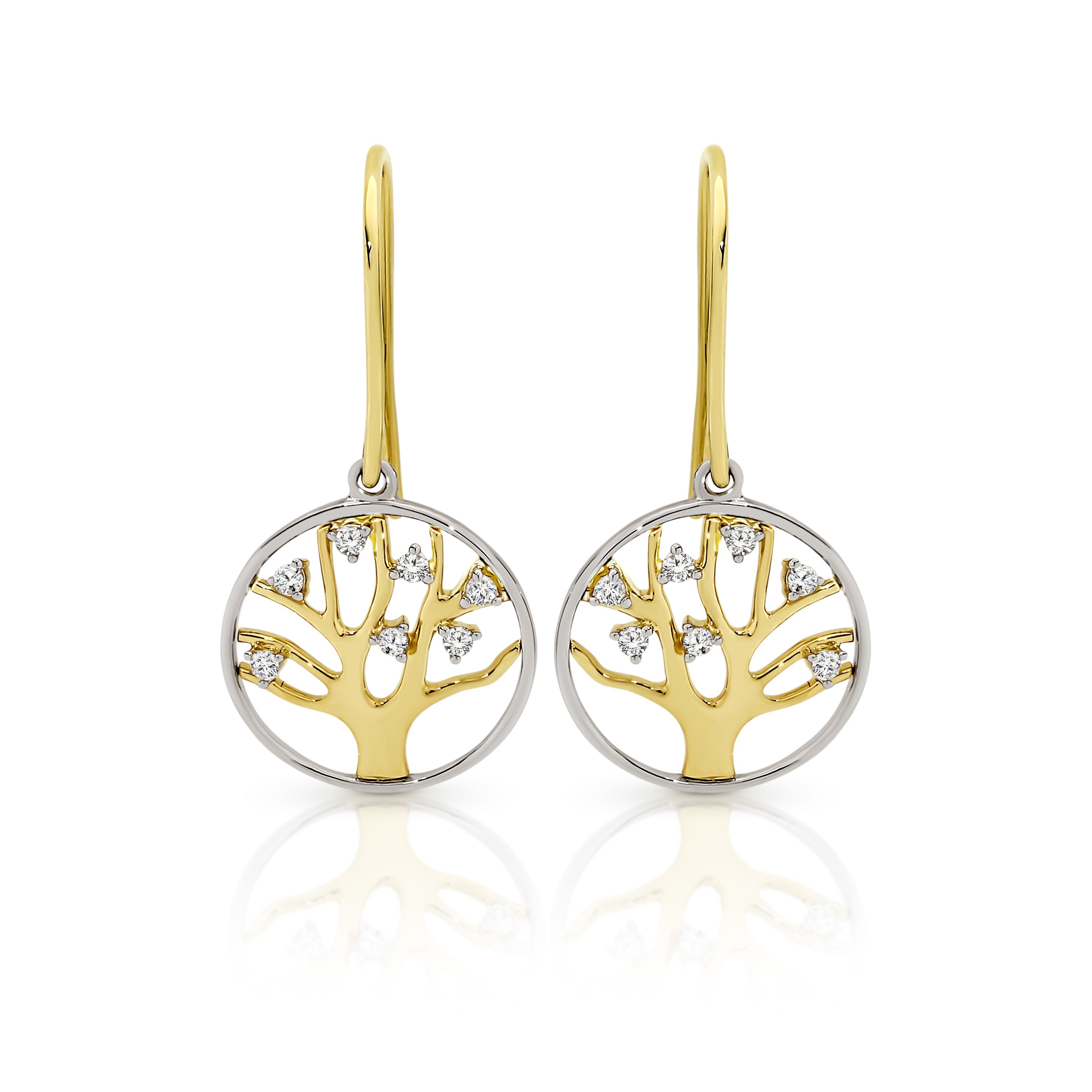 9ct 0.10ct diamond tree of life earrings