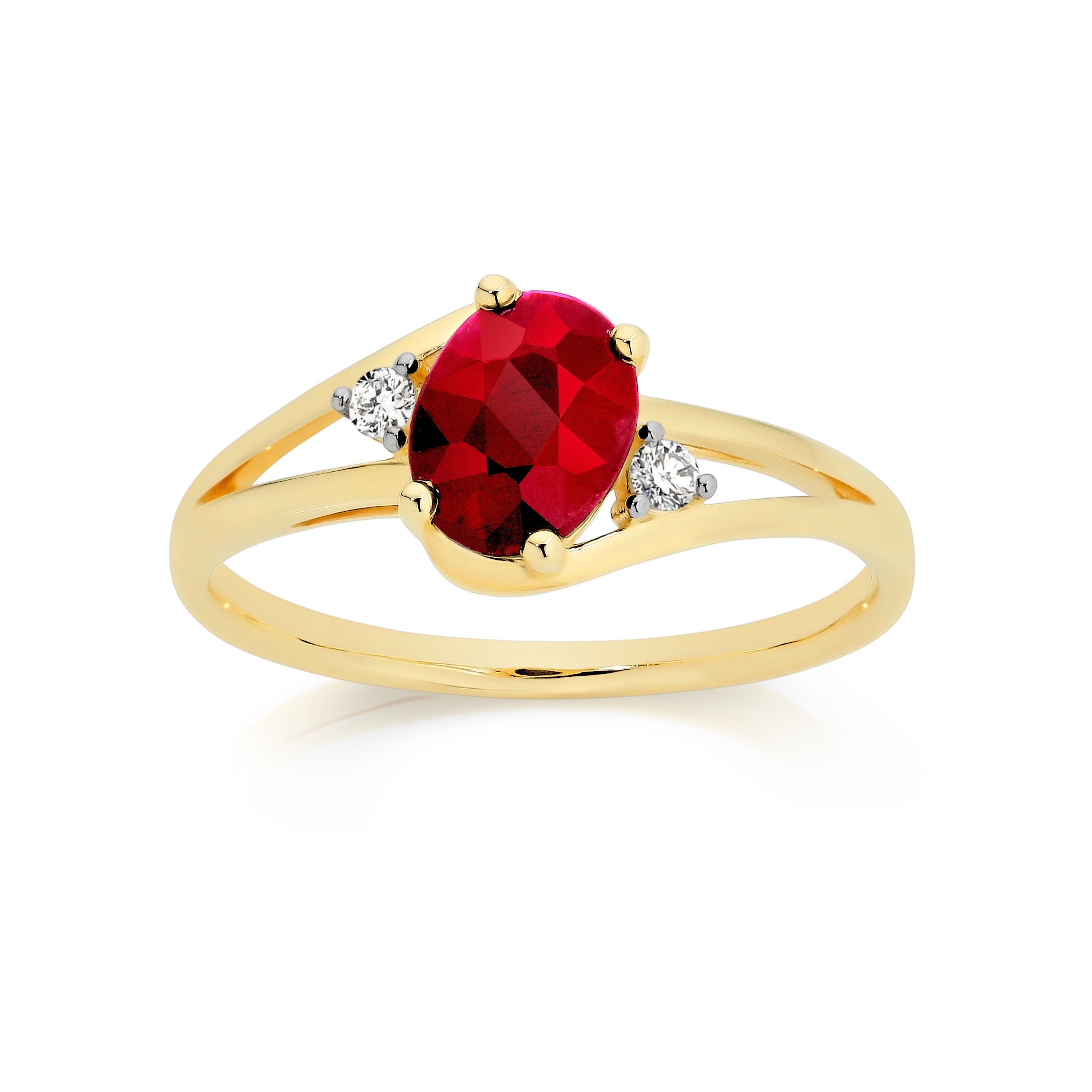 9ct cr ruby & diamond ring