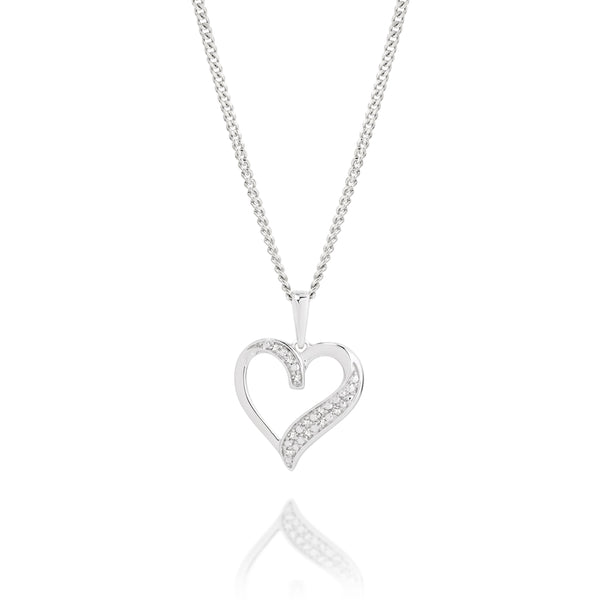 9ct white gold 0.03ct diamond heart pendant