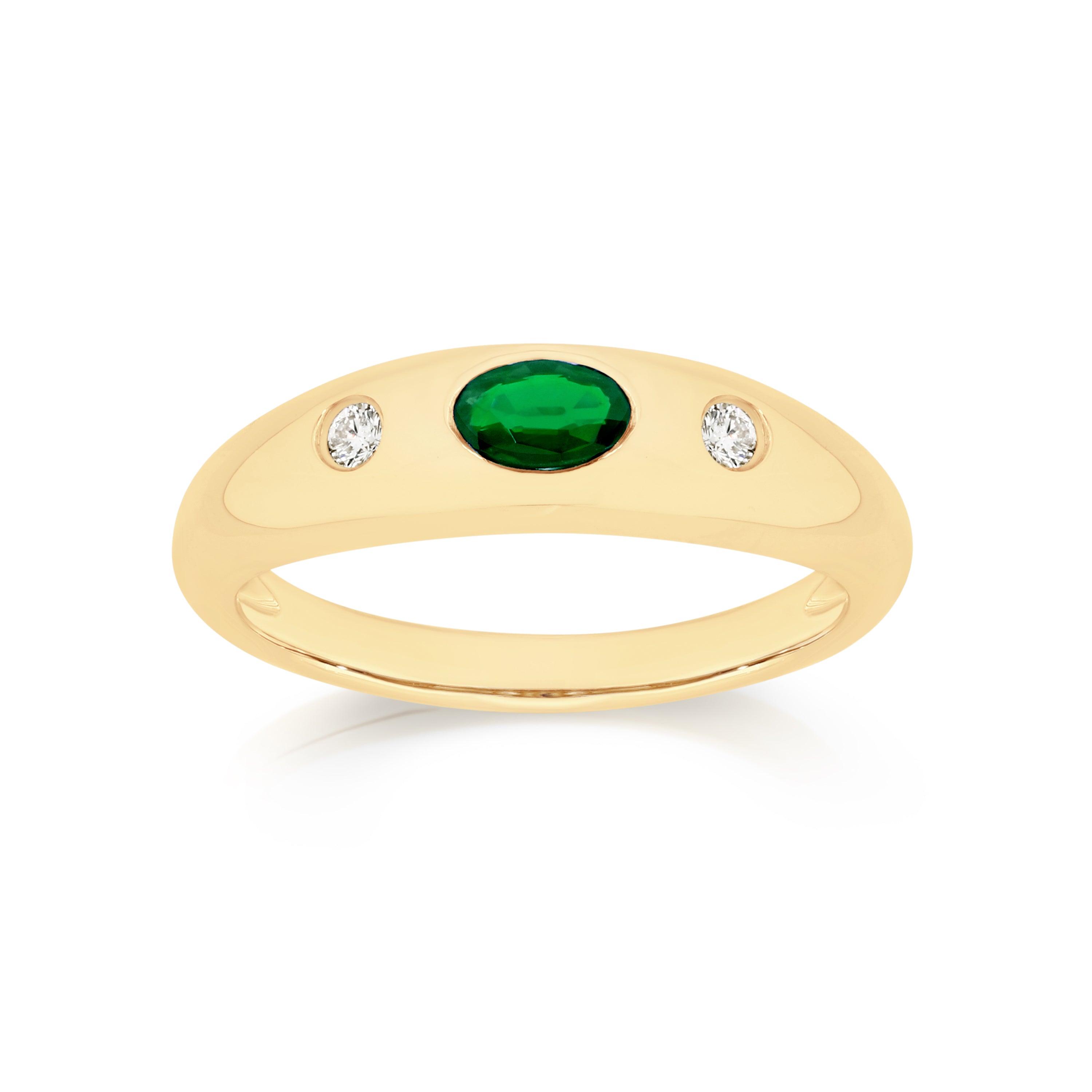 9ct emerald & 0.05ct diamond ring