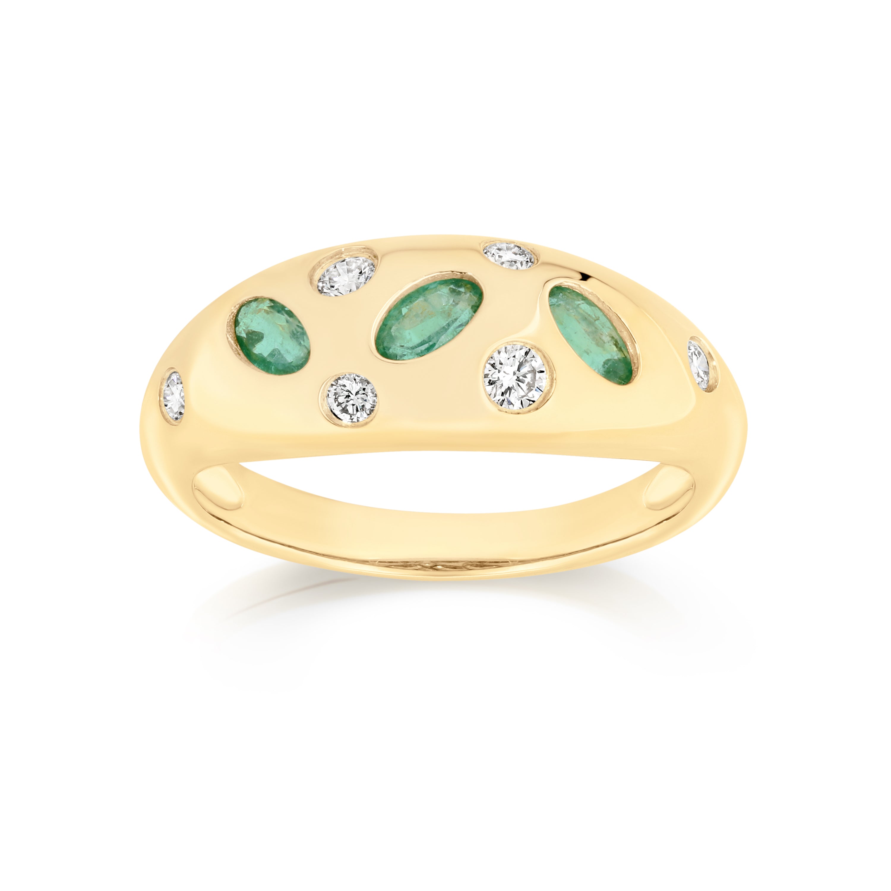 9ct emerald & 0.21ct diamond ring