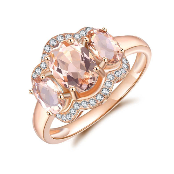 Morganite & Diamond Ring in 9ct Rose Gold