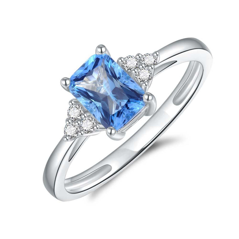 London Blue Topaz & Diamond Ring in 9ct White Gold