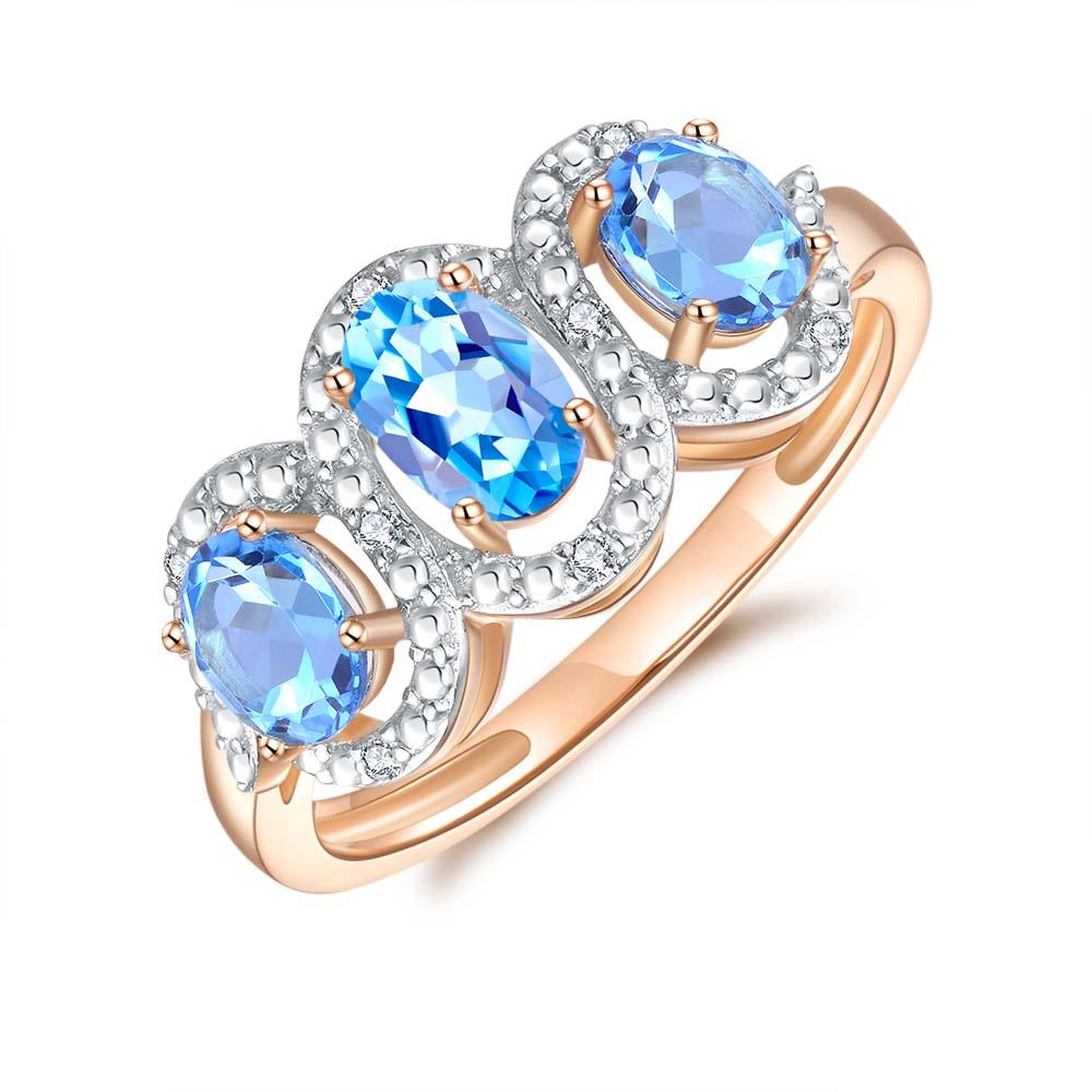 Blue Topaz & Diamond Ring in 9ct Yellow Gold