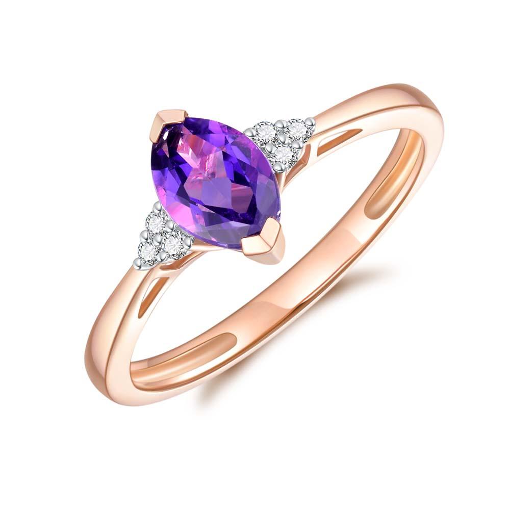 Amethyst & Diamond Ring in 9ct Rose Gold