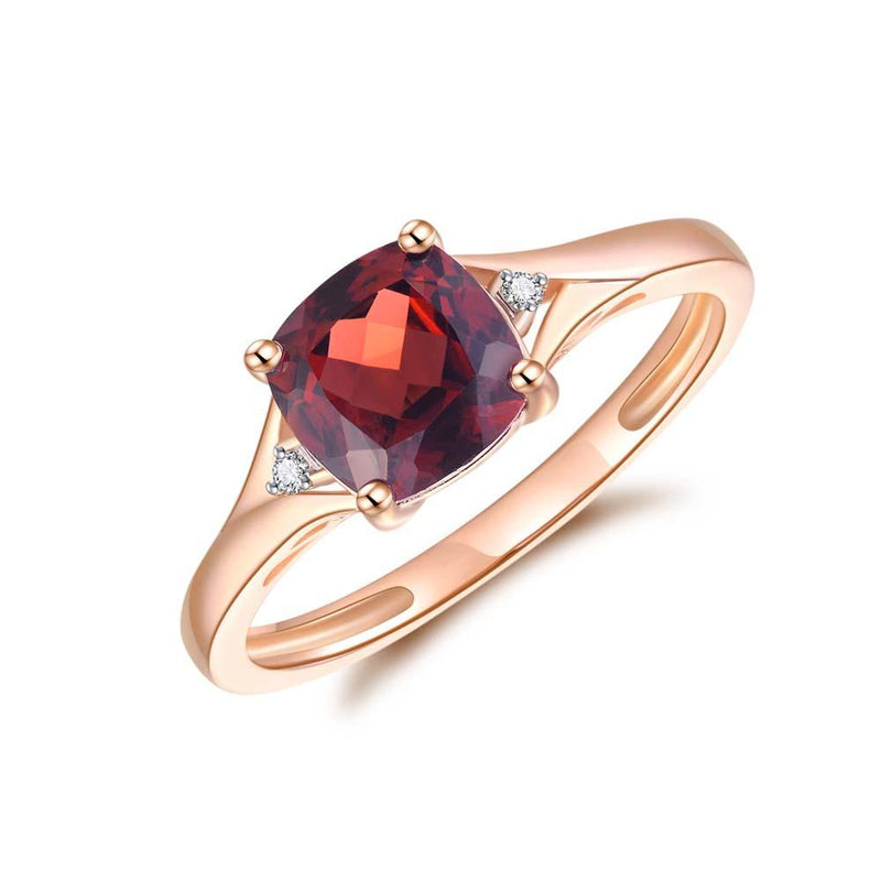 Garnet & Diamond Ring in 9ct Rose Gold