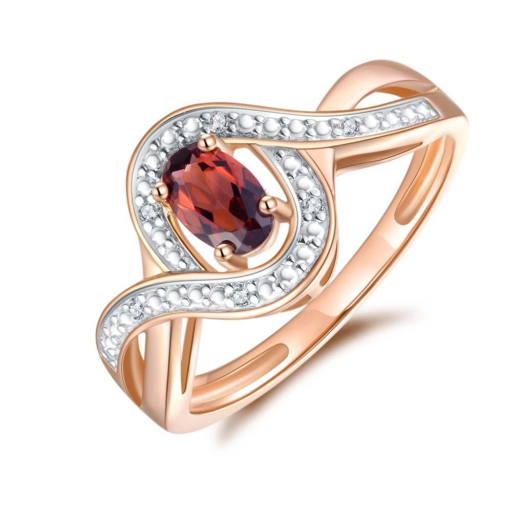 Garnet & Diamond Ring in 9ct Rose Gold