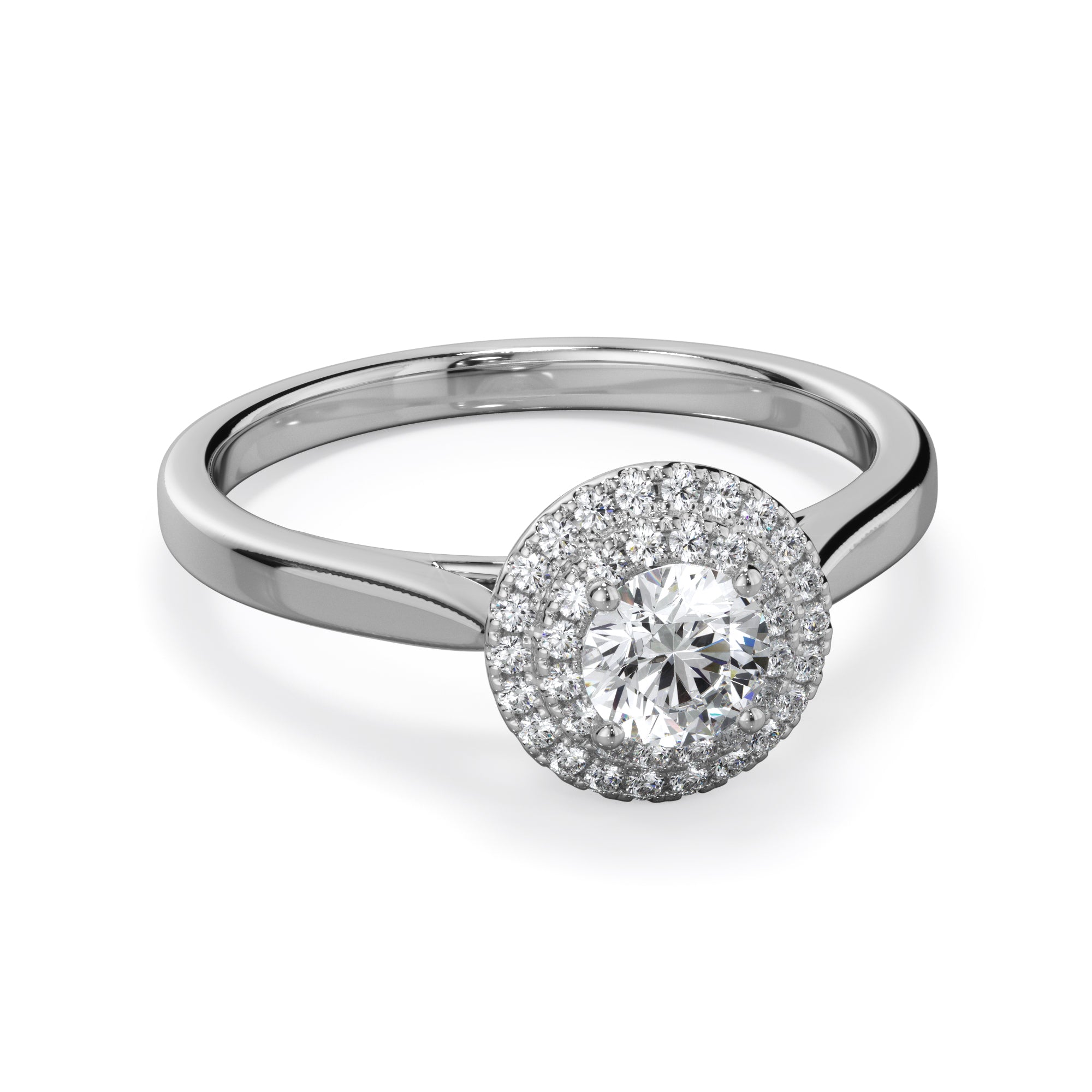 Dahlia Platinum 0.60ct Double Halo Round Brilliant LAB Grown Bloom Diamond Ring