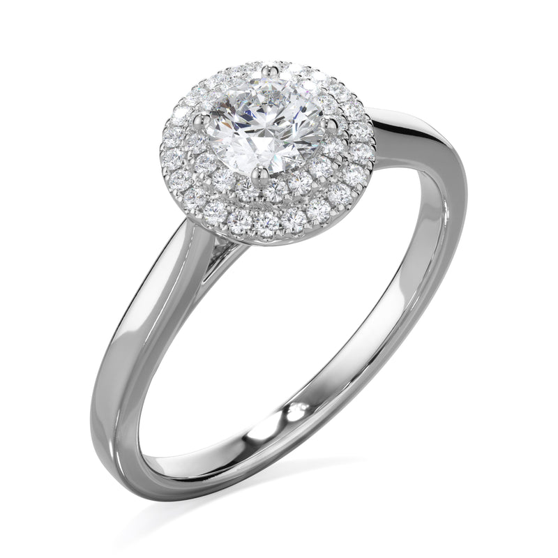 Dahlia Platinum 0.60ct Double Halo Round Brilliant LAB Grown Bloom Diamond Ring