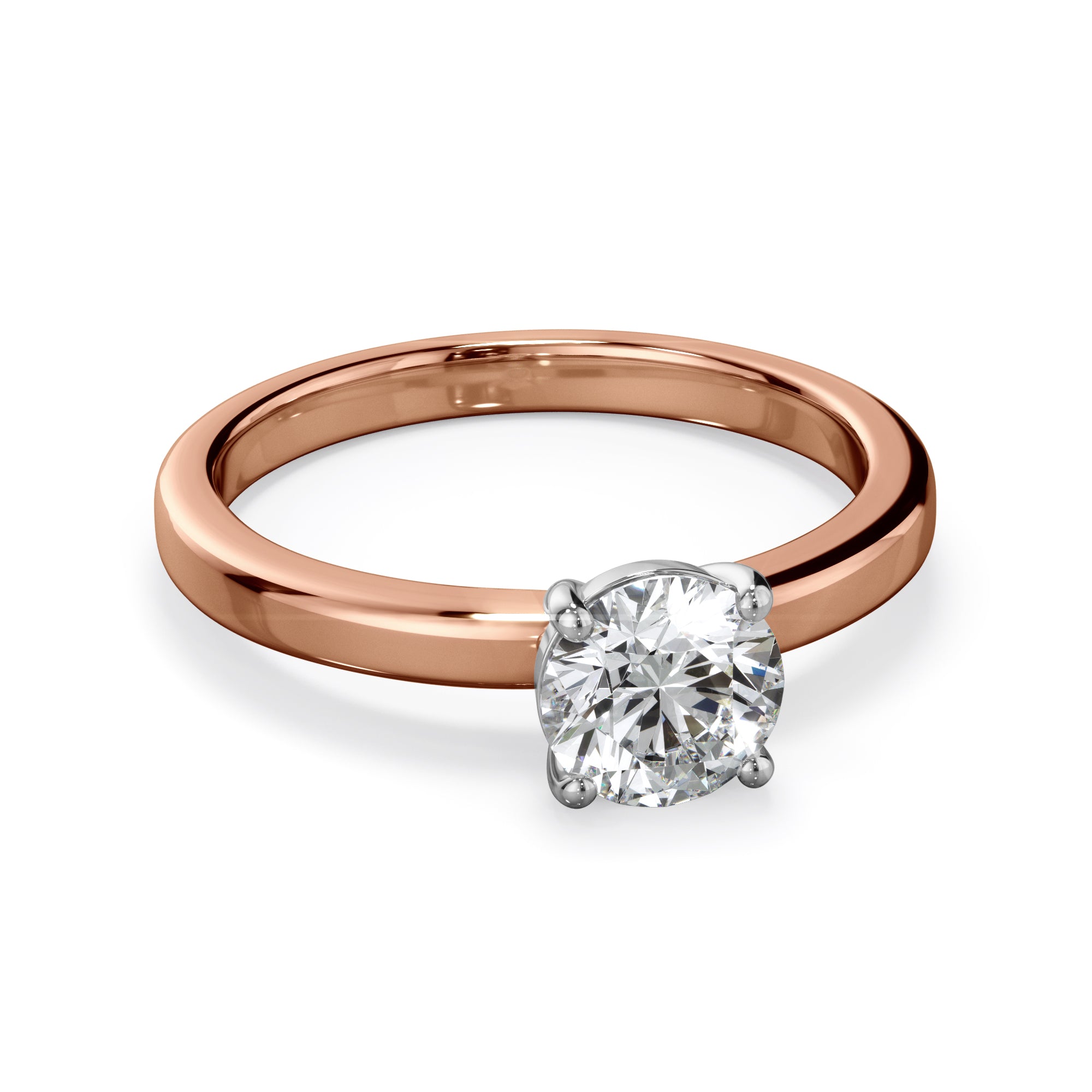 Rose 18k Rose Gold 1.0ct Round Solitare LAB Grown Bloom Diamond Ring