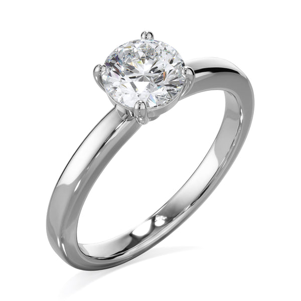 Rose Platinum 1.0ct Round Solitare LAB Grown Bloom Diamond Ring