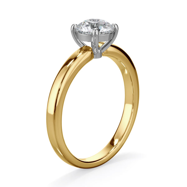 Rose 18k Yellow Gold 1.0ct Round Solitare LAB Grown Bloom Diamond Ring