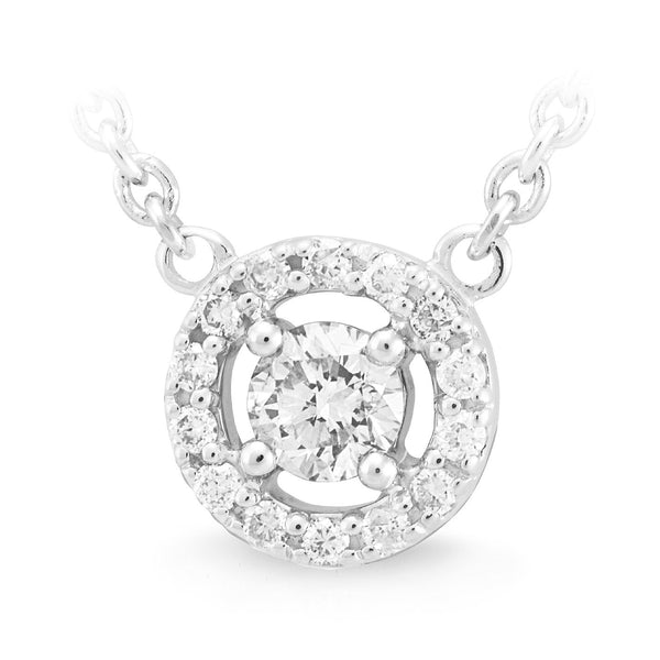 Diamond Claw-Bead Set Necklet in 9ct White Gold