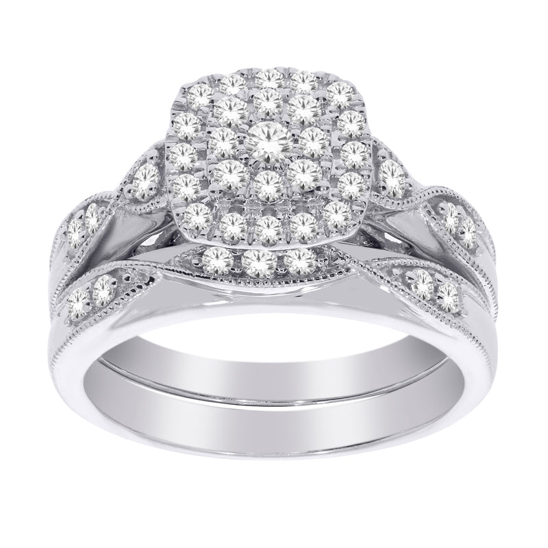 0.50ct TW of Diamonds in 10ct White Gold Engagement & Wedding Ring Set