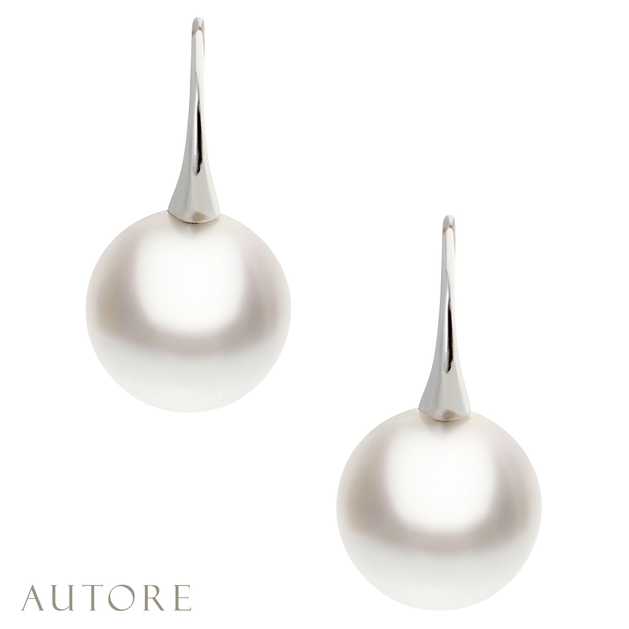 AUTORE 18ct white gold 10mm South Sea pearl drop earrings