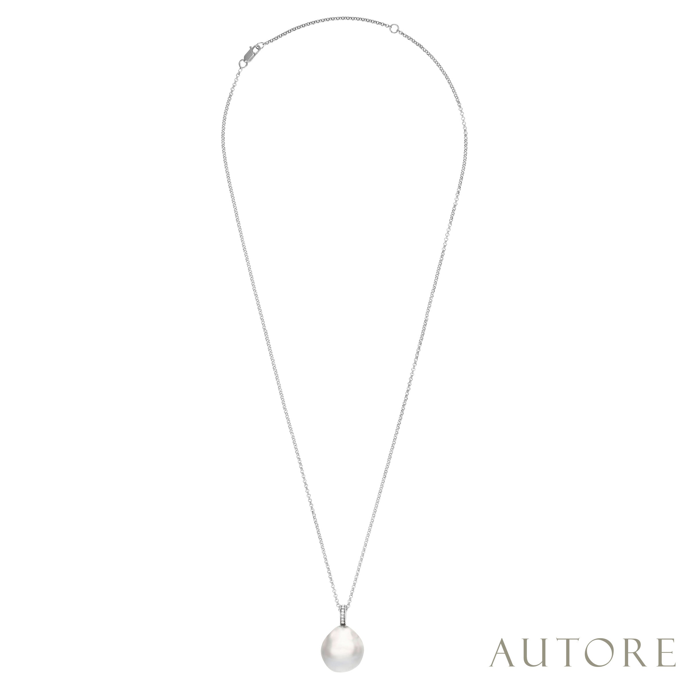 AUTORE 15mm South Sea baroque pearl and diamond pendant