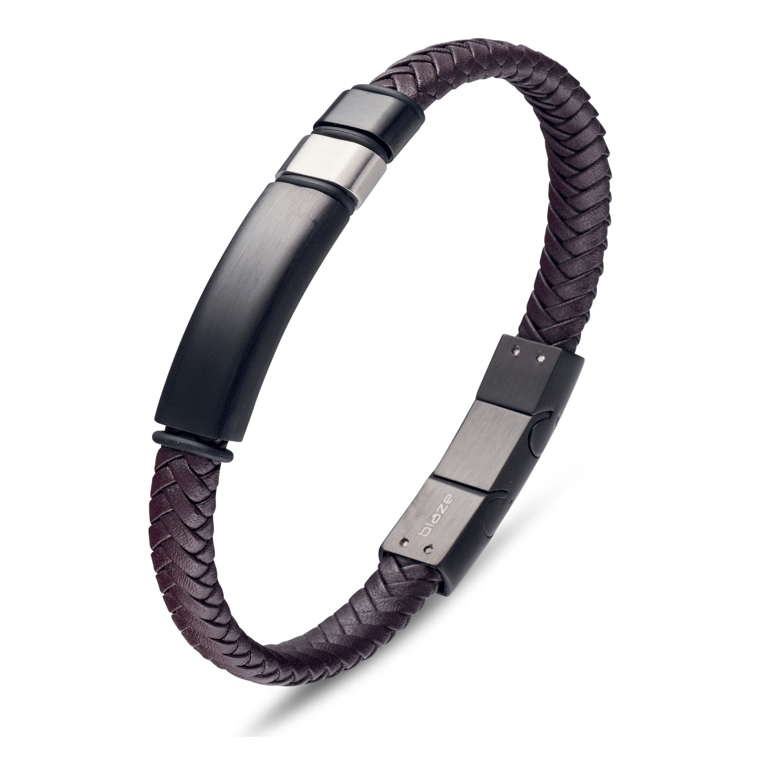 S/steel & leather ID bracelet