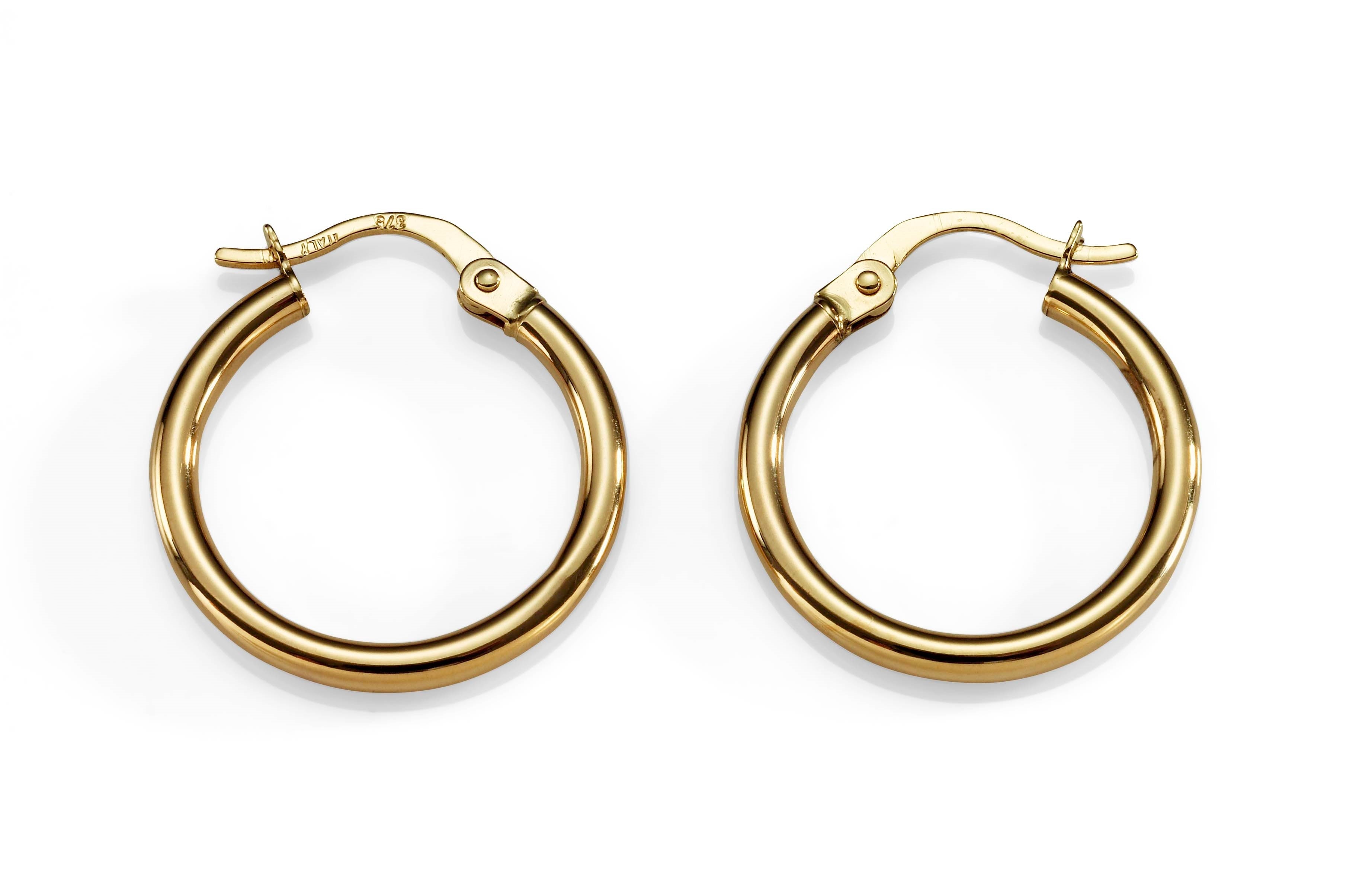 9ct gold polished hoops 15mm