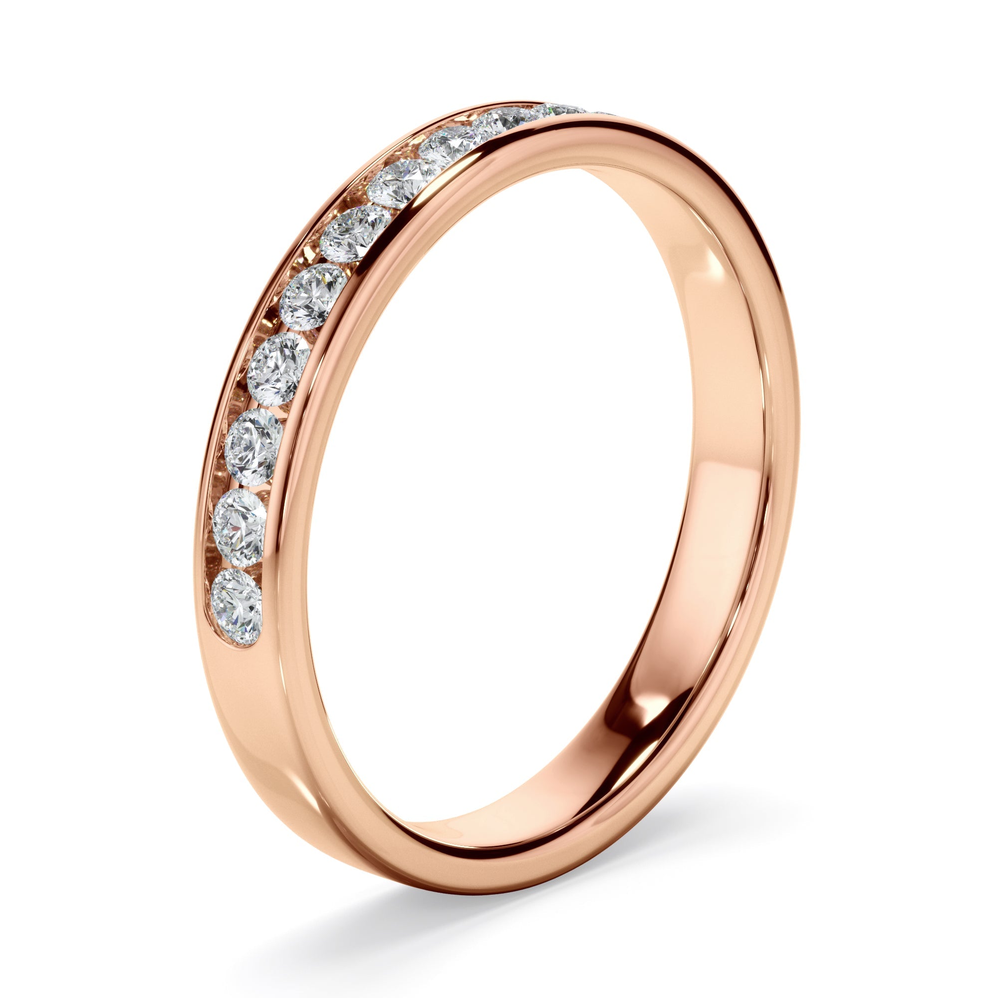 Channel Set Diamond Wedding Band, Half Eternity Stackable Ring, Diamond  Wedding Ring, Anniversary Gifts - Etsy