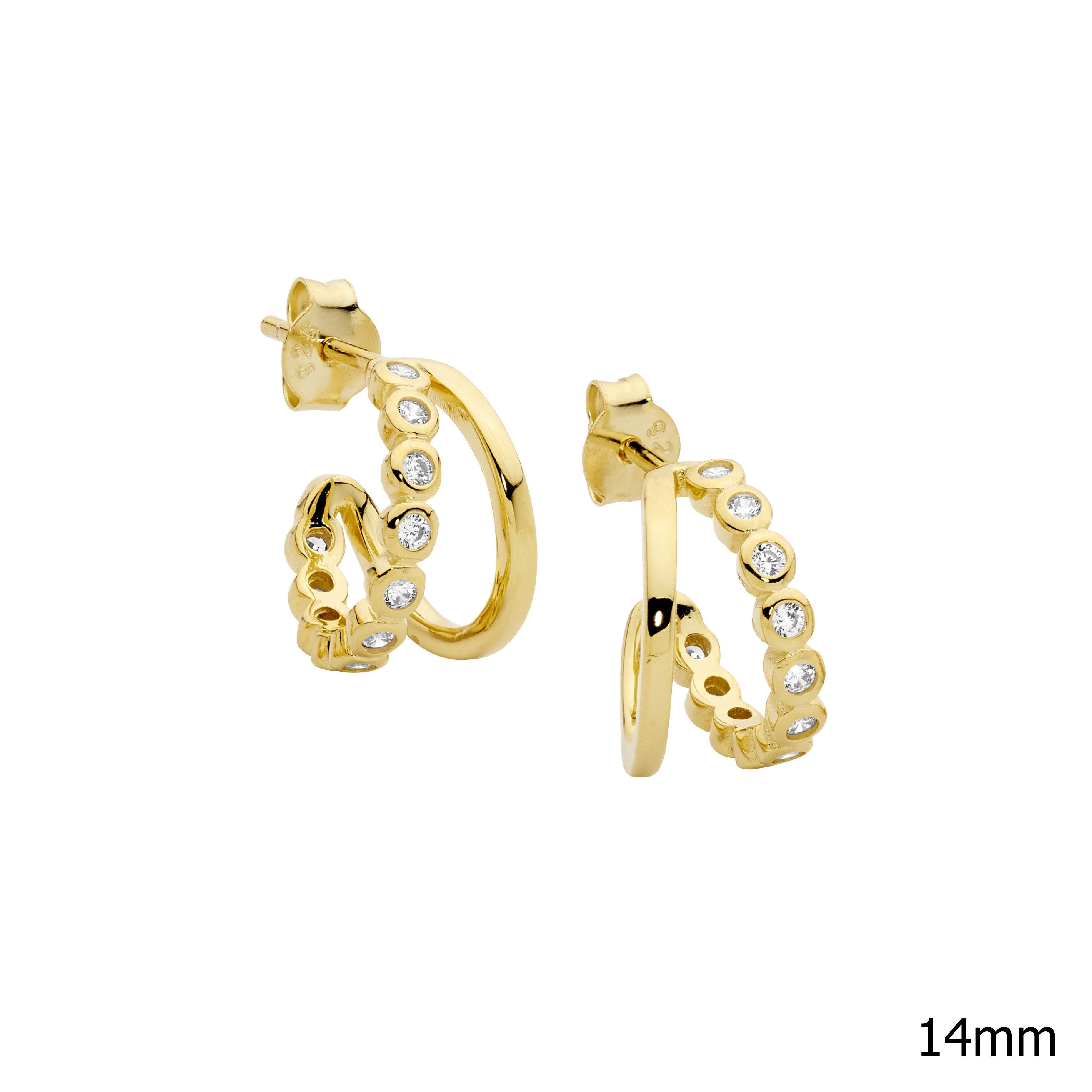 Sterling Silver 14mm Double Hoop Gold Earrings