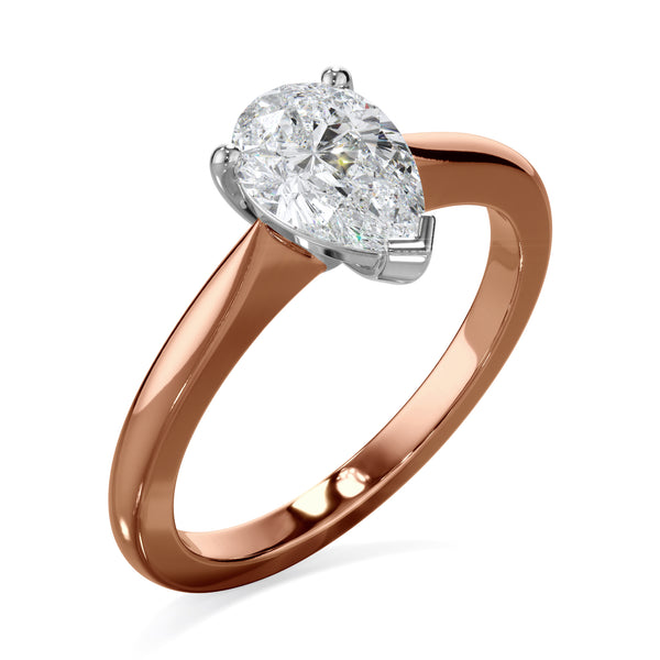 Iris 18k Rose Gold 0.80ct Pear Solitaire LAB Grown Bloom Diamond Ring