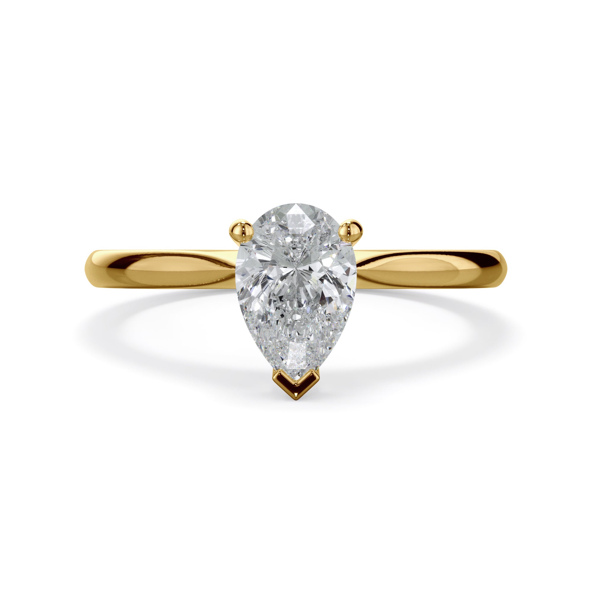 Iris 18k Yellow Gold 0.80ct Pear Solitaire LAB Grown Bloom Diamond Ring