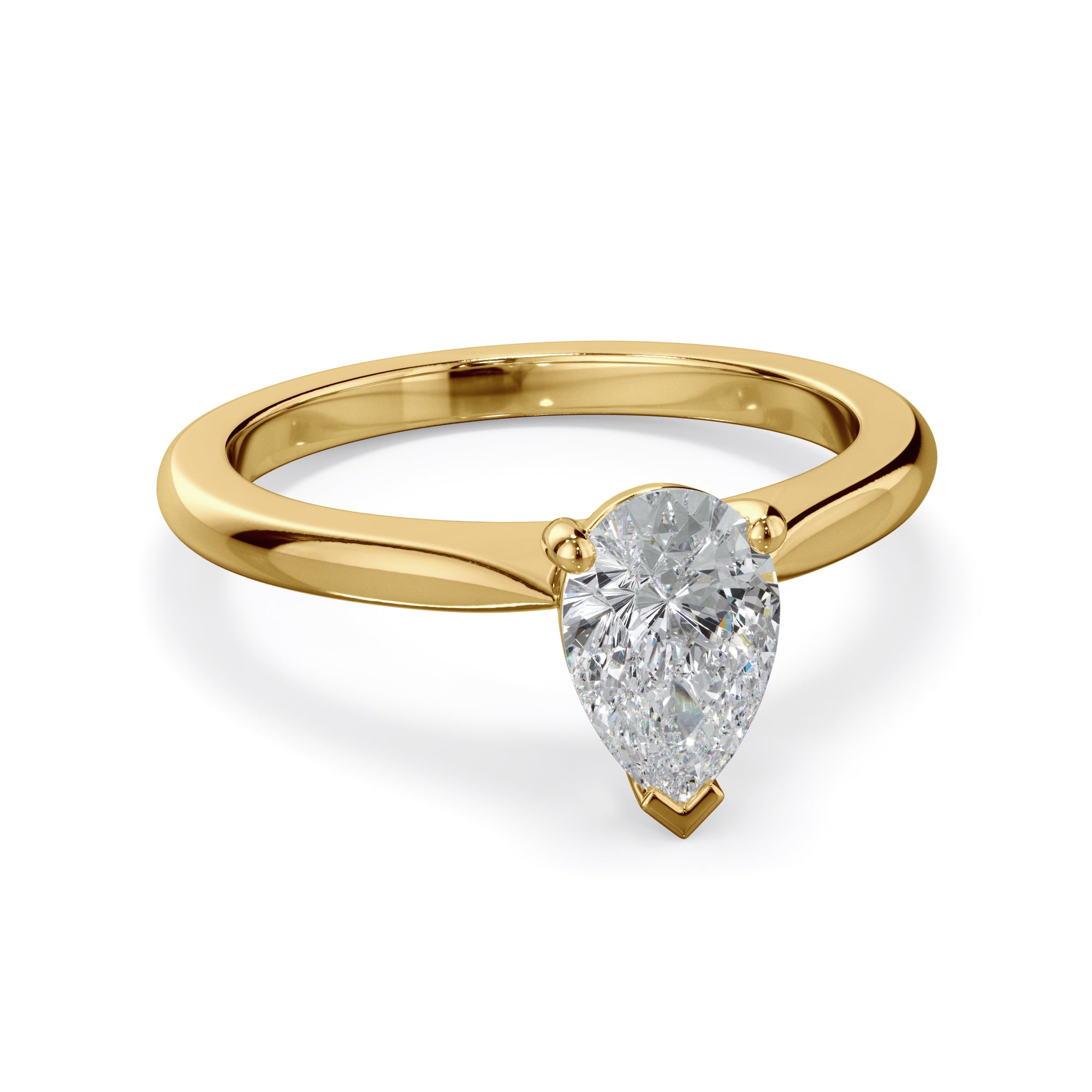 Iris 18k Yellow Gold 0.80ct Pear Solitaire LAB Grown Bloom Diamond Ring