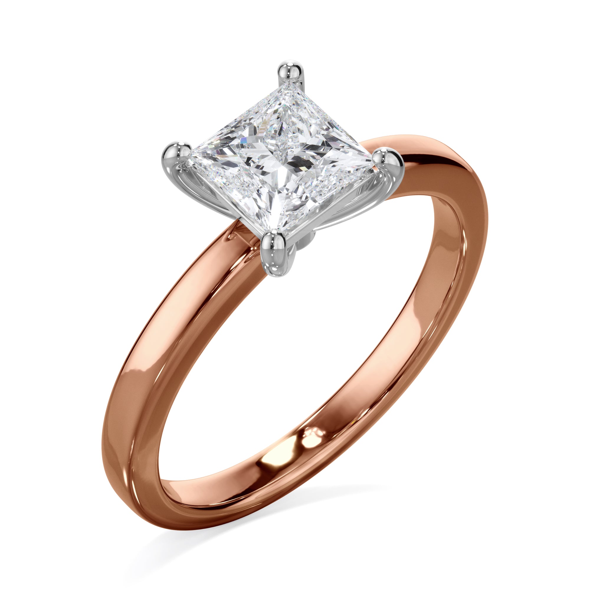 Pansy 18k Rose Gold 1.0ct Princess Cut Solitare LAB Grown Bloom Diamond Ring