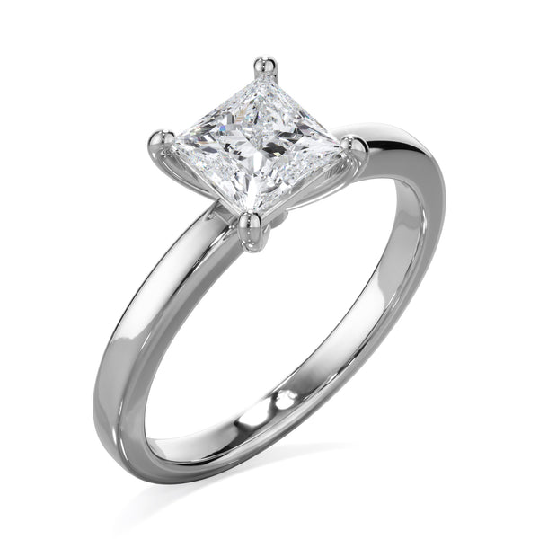 Pansy Platinum 1.0ct Princess Cut Solitare LAB Grown Bloom Diamond Ring