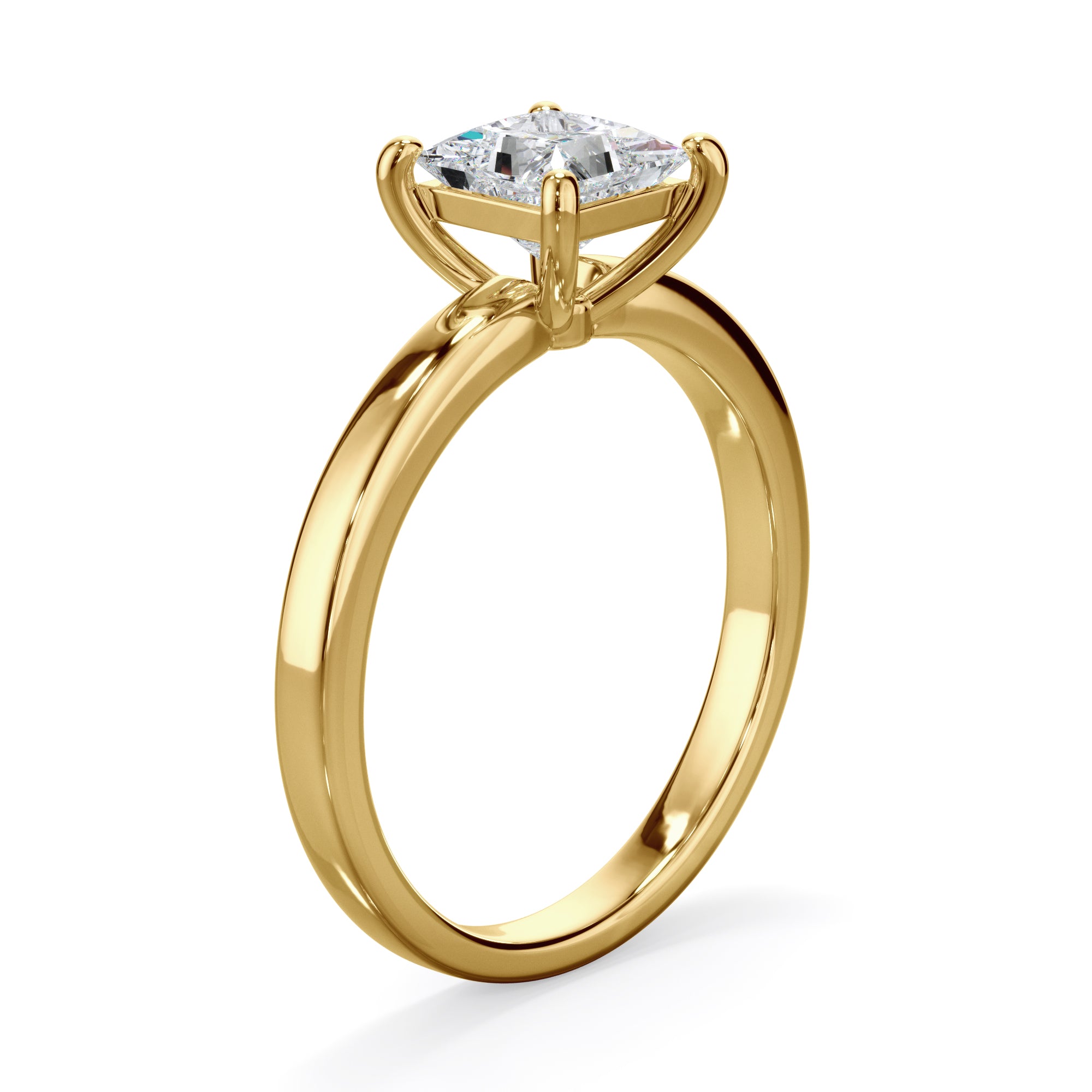 Pansy 18k Yellow Gold 1.0ct Princess Cut Solitare LAB Grown Bloom Diamond Ring